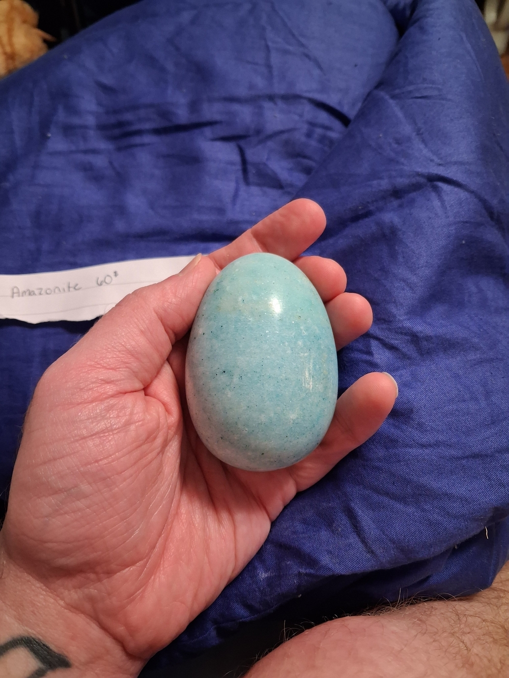 🩵 Polished Natural Amazonite Crystal Egg Decor NWOT 🔮